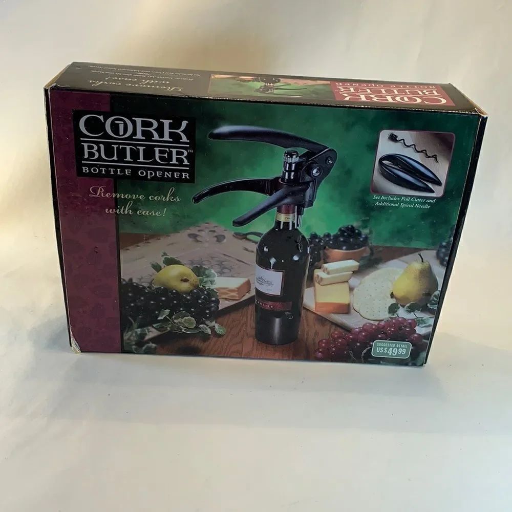 Cork Butler Bottle Opener Remove Corks With Ease Foil Cutter Spiral Needle USED